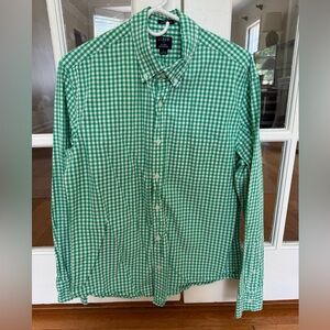 J. Crew Green Casual Button Down Shirt Gingham Check